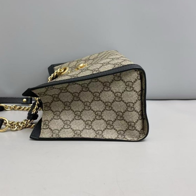 Gucci古馳Padlock小号老花黑色托特包肩背包-6