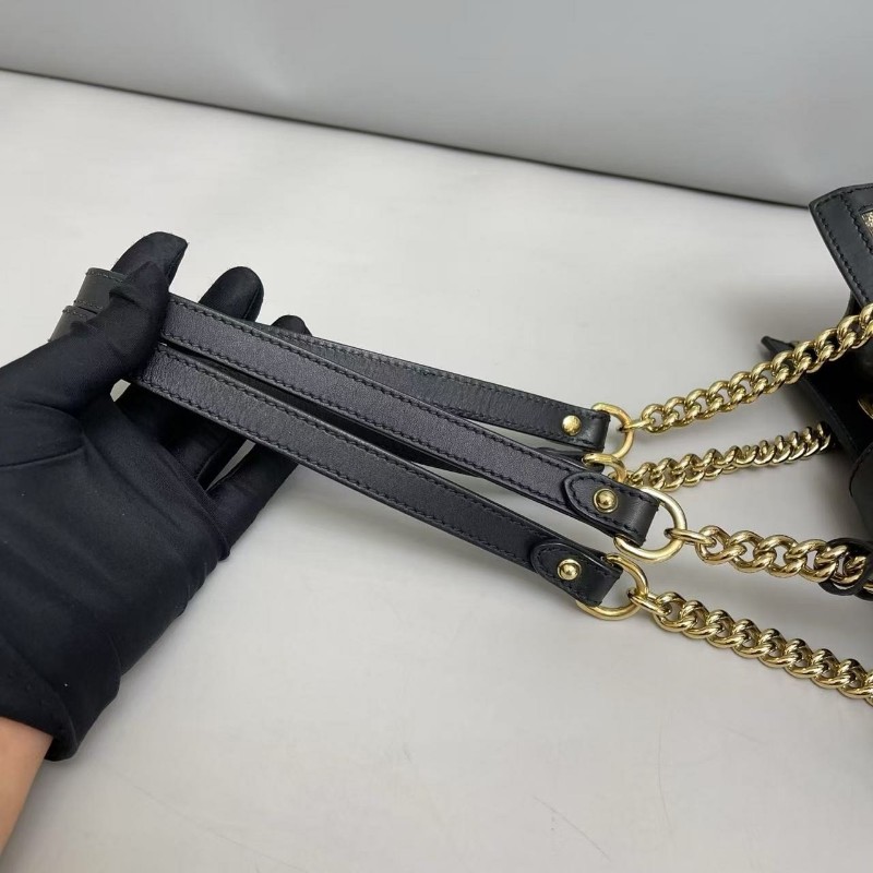 Gucci古馳Padlock小号老花黑色托特包肩背包-8