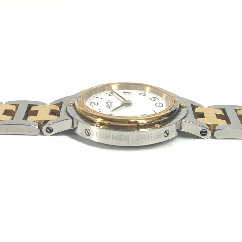 HERMES Vintage Clipper 腕錶,雙色不鏽鋼 GP,女士,銀色-6