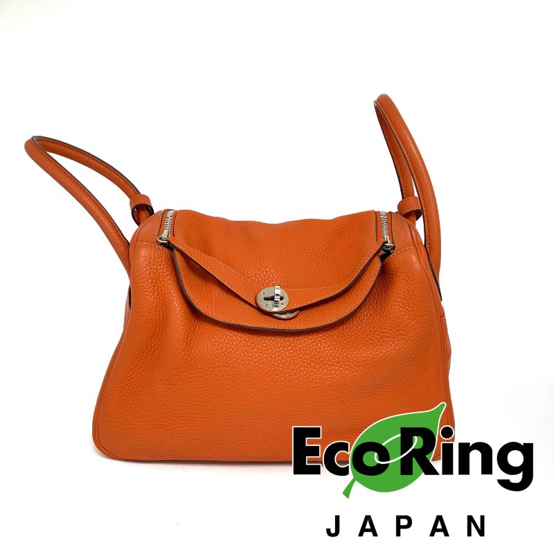 △ Hermes 愛馬仕 Orange Clemence Calfskin Palladium Plated Metal Lindy 30 2 Way Bag Stamp [N] 橙色粒紋小牛皮鍍鈀金屬兩用袋[N]刻 - 257015165-0