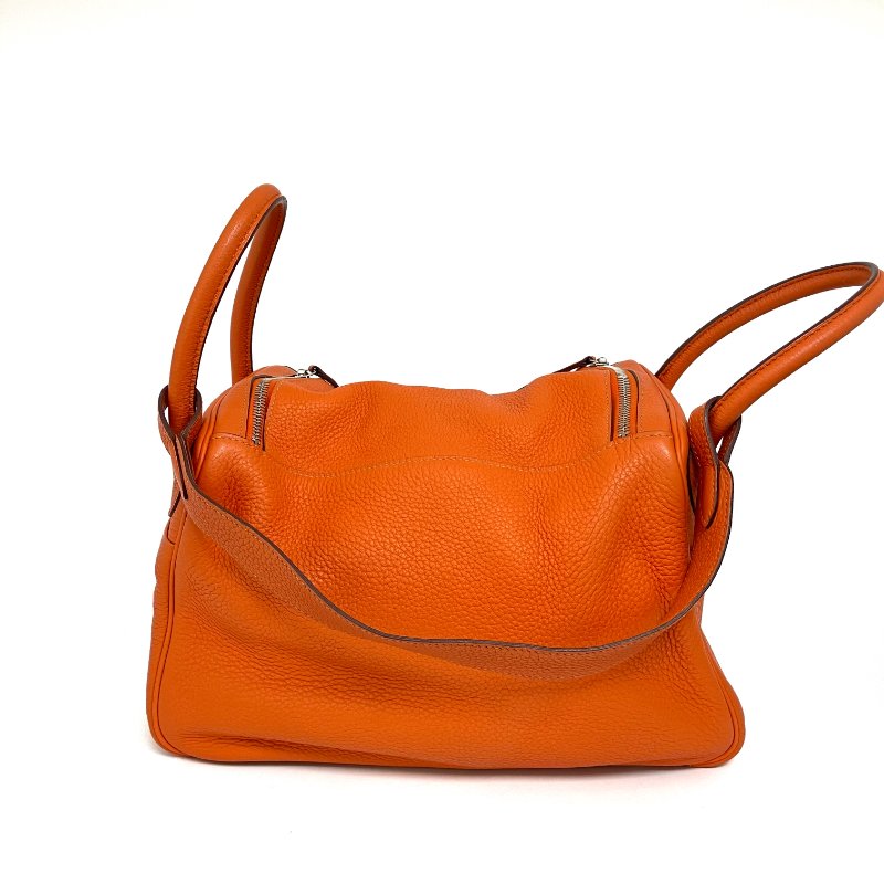△ Hermes 愛馬仕 Orange Clemence Calfskin Palladium Plated Metal Lindy 30 2 Way Bag Stamp [N] 橙色粒紋小牛皮鍍鈀金屬兩用袋[N]刻 - 257015165-1