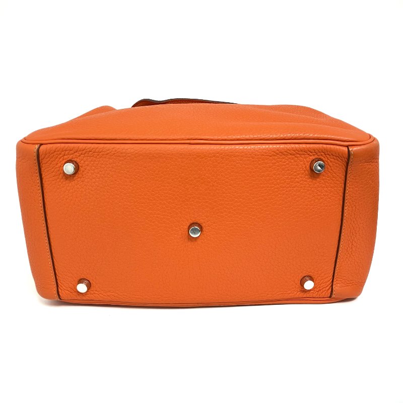 △ Hermes 愛馬仕 Orange Clemence Calfskin Palladium Plated Metal Lindy 30 2 Way Bag Stamp [N] 橙色粒紋小牛皮鍍鈀金屬兩用袋[N]刻 - 257015165-4