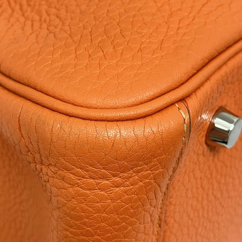 △ Hermes 愛馬仕 Orange Clemence Calfskin Palladium Plated Metal Lindy 30 2 Way Bag Stamp [N] 橙色粒紋小牛皮鍍鈀金屬兩用袋[N]刻 - 257015165-8