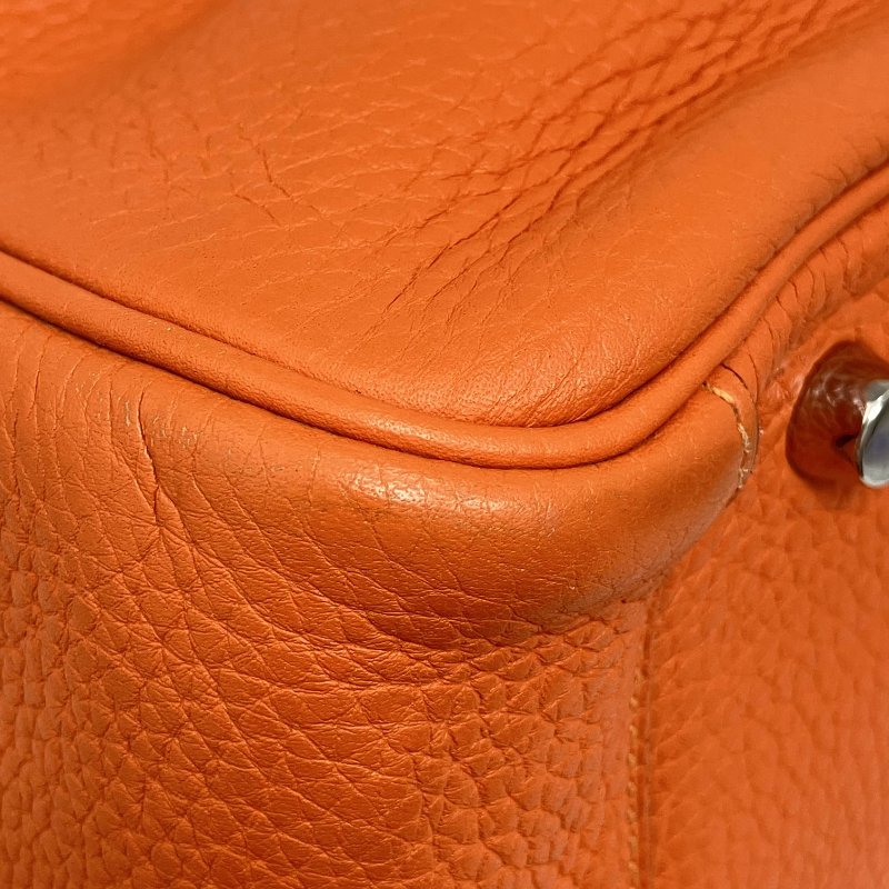 △ Hermes 愛馬仕 Orange Clemence Calfskin Palladium Plated Metal Lindy 30 2 Way Bag Stamp [N] 橙色粒紋小牛皮鍍鈀金屬兩用袋[N]刻 - 257015165-10