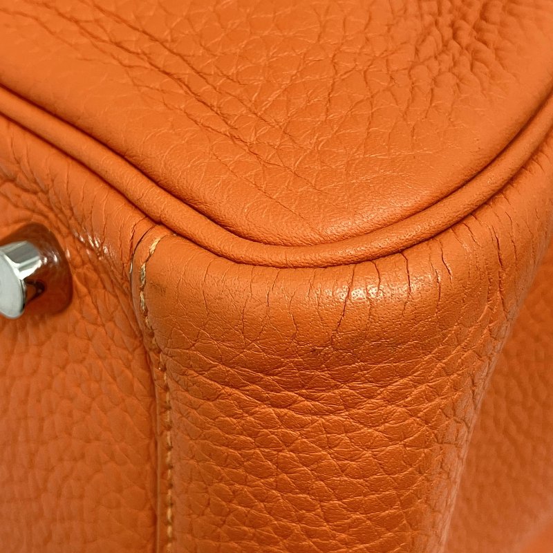 △ Hermes 愛馬仕 Orange Clemence Calfskin Palladium Plated Metal Lindy 30 2 Way Bag Stamp [N] 橙色粒紋小牛皮鍍鈀金屬兩用袋[N]刻 - 257015165-11