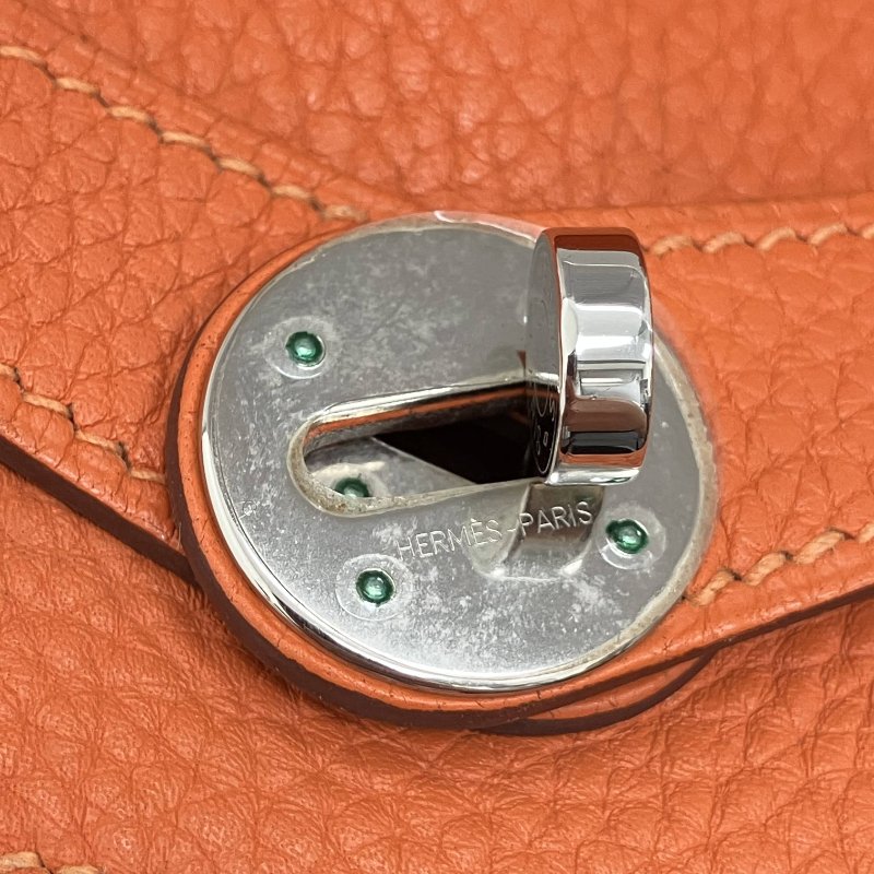 △ Hermes 愛馬仕 Orange Clemence Calfskin Palladium Plated Metal Lindy 30 2 Way Bag Stamp [N] 橙色粒紋小牛皮鍍鈀金屬兩用袋[N]刻 - 257015165-12