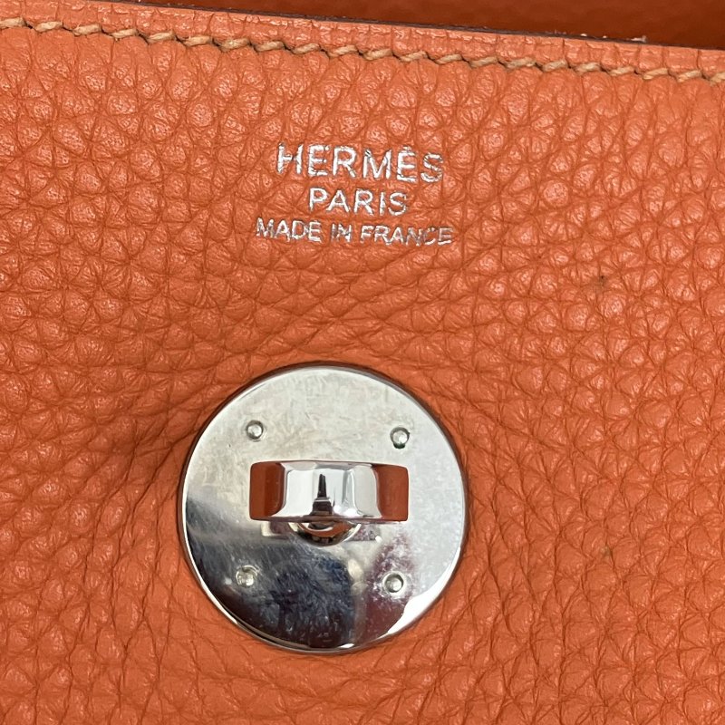 △ Hermes 愛馬仕 Orange Clemence Calfskin Palladium Plated Metal Lindy 30 2 Way Bag Stamp [N] 橙色粒紋小牛皮鍍鈀金屬兩用袋[N]刻 - 257015165-18
