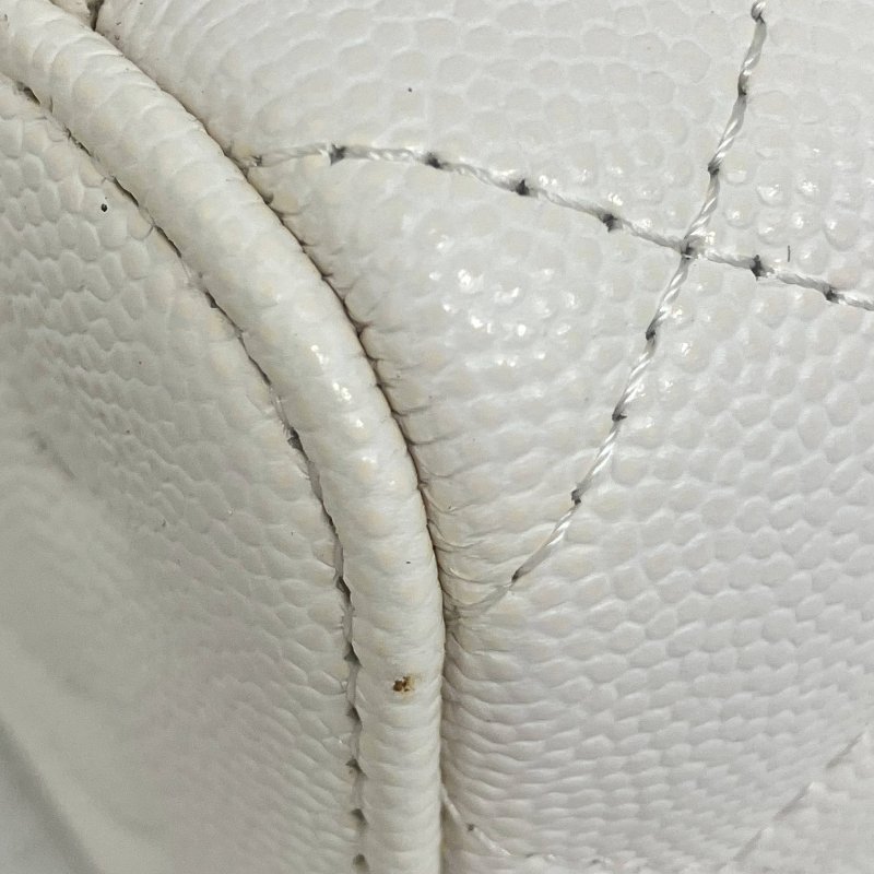 △ Chanel 香奈兒 White Caviar Skin Gold Tone Metal Mini Chain Vanity Case AP1340 白色粒紋小牛皮金色金屬鎖鏈化妝盒 - 257015171-13