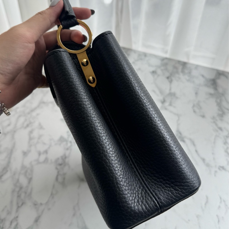 LV黑色金logo cappucine bb手提兩用包-2