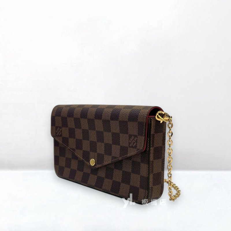 LV Felicie Pochette棋盤格三合一信封鍊包N40492-2