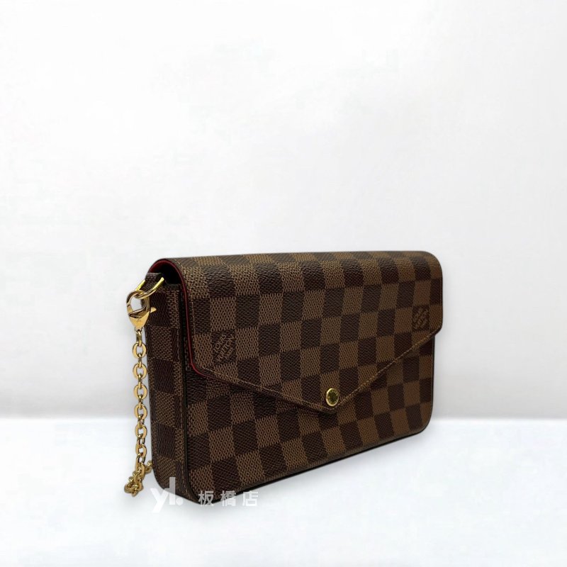 LV Felicie Pochette棋盤格三合一信封鍊包N40492-3