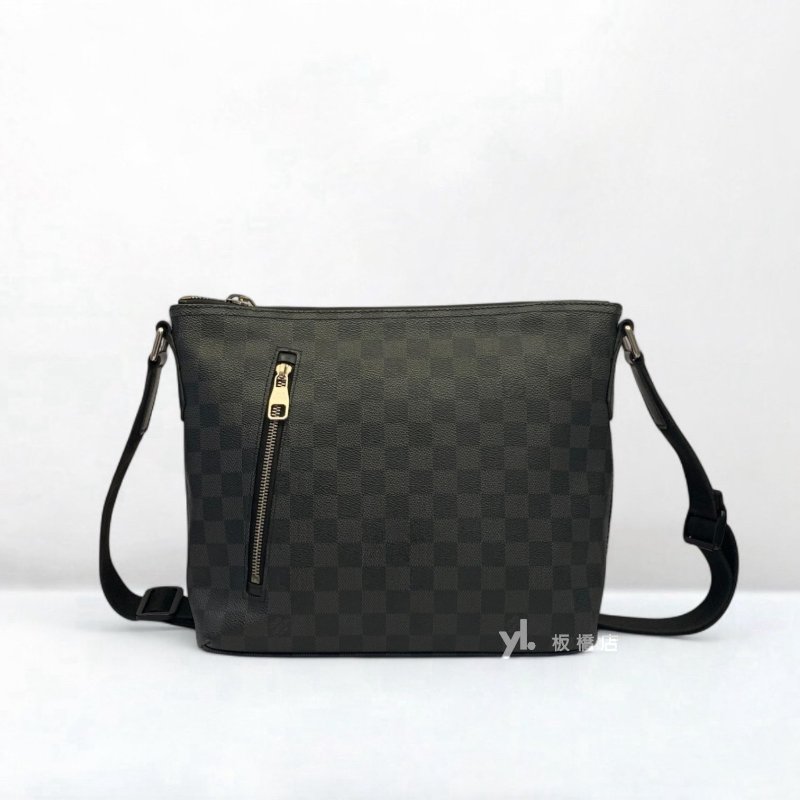 LV MICK PM 黑棋盤格紋斜背包N41211-1