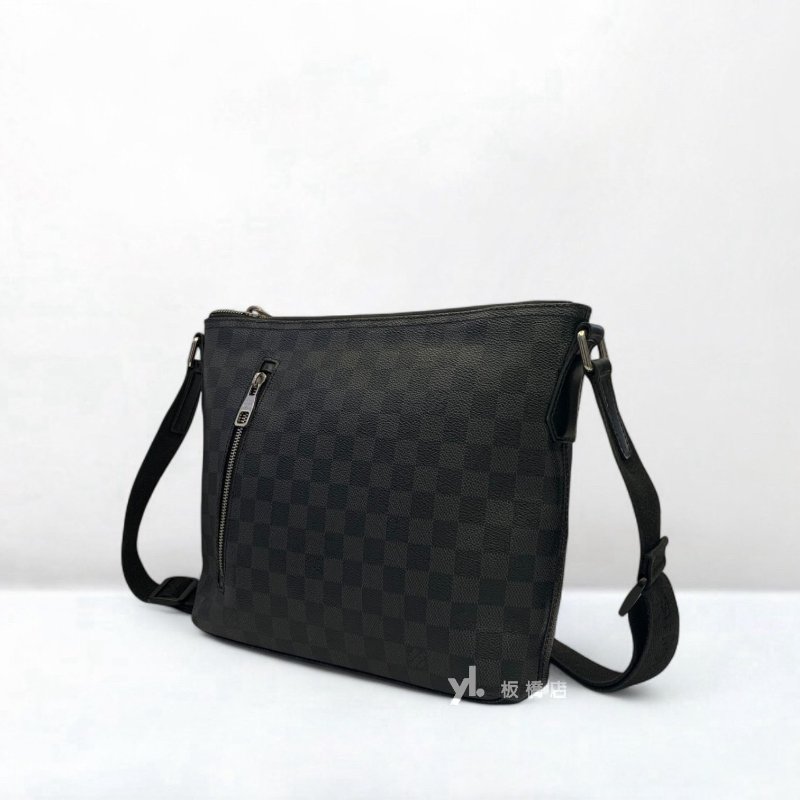 LV MICK PM 黑棋盤格紋斜背包N41211-2
