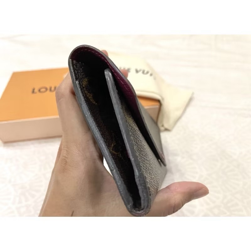 ［二手LV］ ✨ 路易威登 長夾✨經典老花 長信封翻蓋手拿包/皮夾/錢包/桃紅內裡-2