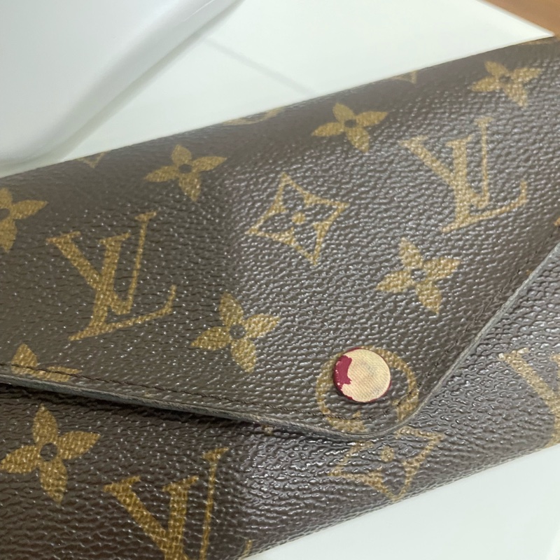 ［二手LV］ ✨ 路易威登 長夾✨經典老花 長信封翻蓋手拿包/皮夾/錢包/桃紅內裡-3