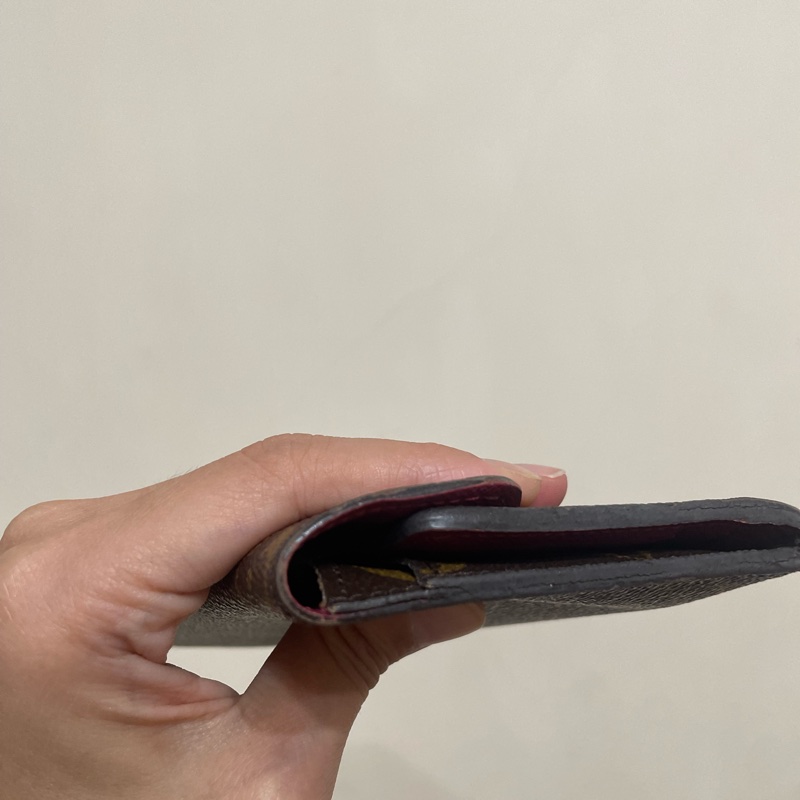 ［二手LV］ ✨ 路易威登 長夾✨經典老花 長信封翻蓋手拿包/皮夾/錢包/桃紅內裡-8