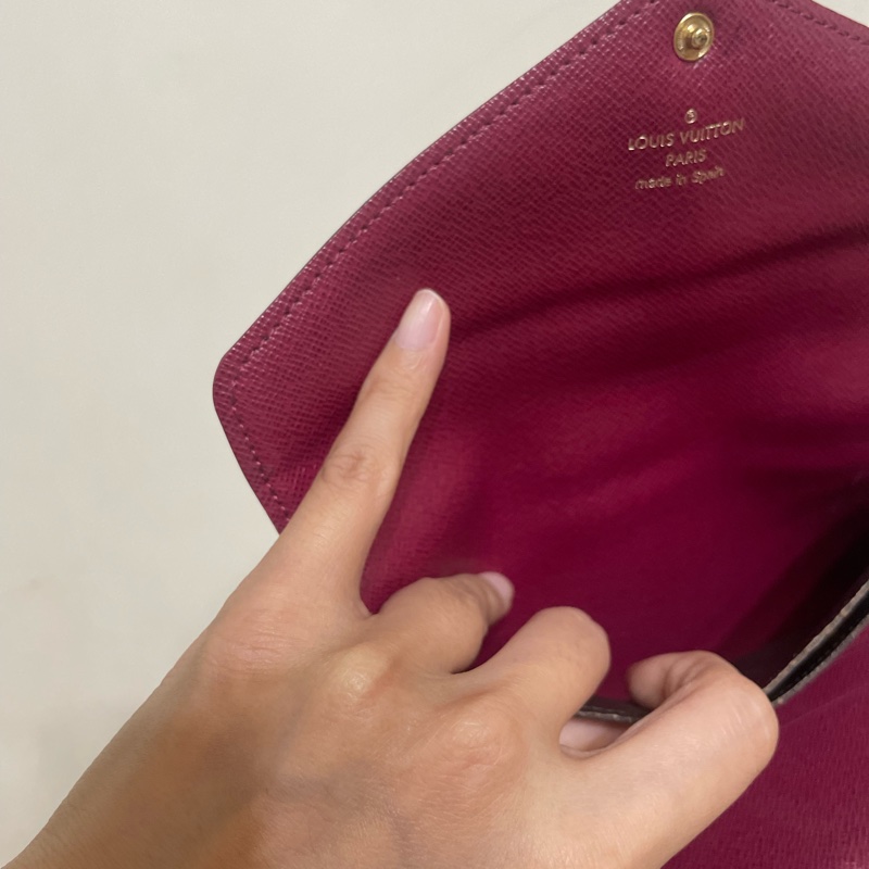 ［二手LV］ ✨ 路易威登 長夾✨經典老花 長信封翻蓋手拿包/皮夾/錢包/桃紅內裡-11