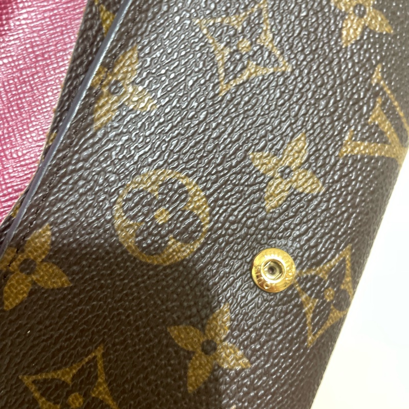 ［二手LV］ ✨ 路易威登 長夾✨經典老花 長信封翻蓋手拿包/皮夾/錢包/桃紅內裡-13