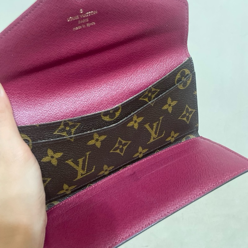 ［二手LV］ ✨ 路易威登 長夾✨經典老花 長信封翻蓋手拿包/皮夾/錢包/桃紅內裡-15