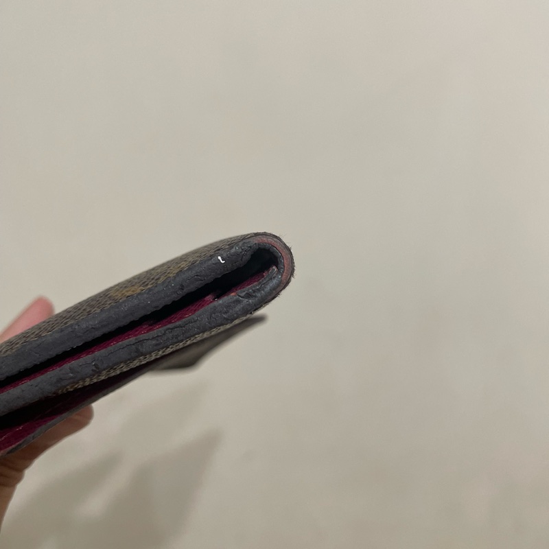 ［二手LV］ ✨ 路易威登 長夾✨經典老花 長信封翻蓋手拿包/皮夾/錢包/桃紅內裡-16