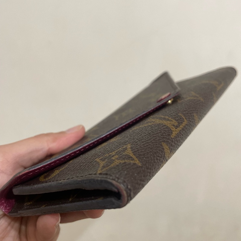 ［二手LV］ ✨ 路易威登 長夾✨經典老花 長信封翻蓋手拿包/皮夾/錢包/桃紅內裡-19