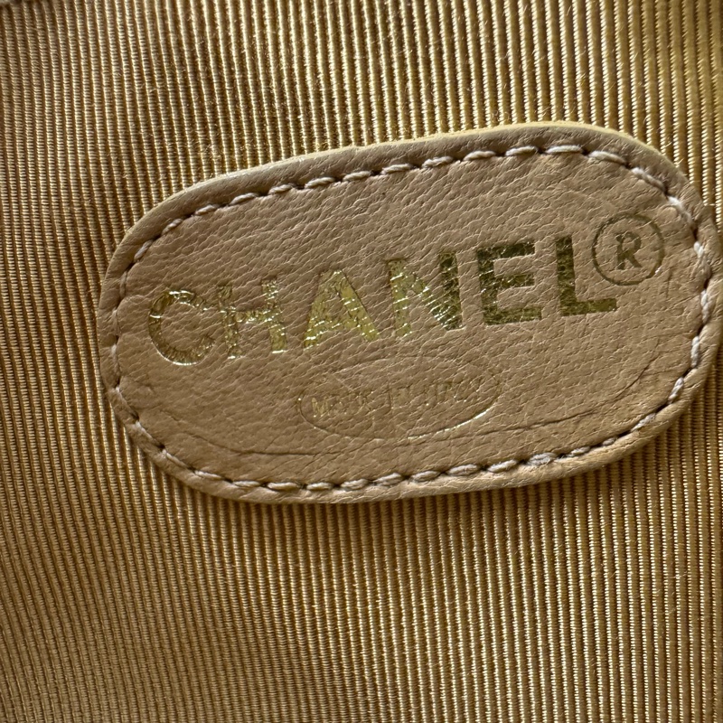 Chanel Vintage 奶茶色復古菱格紋相機包-20