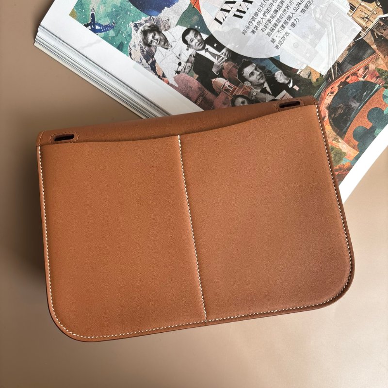 櫃上停產很久！::HERMES 愛馬仕:: W刻MINI HALZAN金棕色銀釦斜背肩背包-6