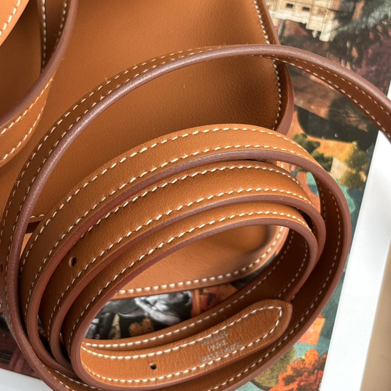 櫃上停產很久！::HERMES 愛馬仕:: W刻MINI HALZAN金棕色銀釦斜背肩背包-22