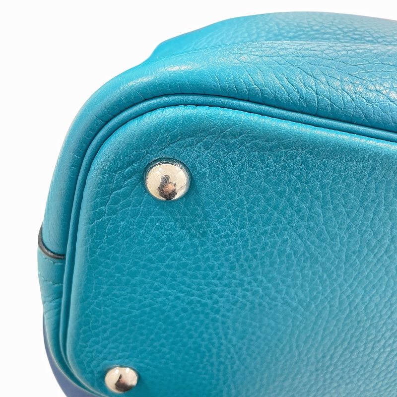 HERMES 愛馬仕 BOLIDE35 ◻︎R刻 皮革 手提包 藍色 銀扣-7