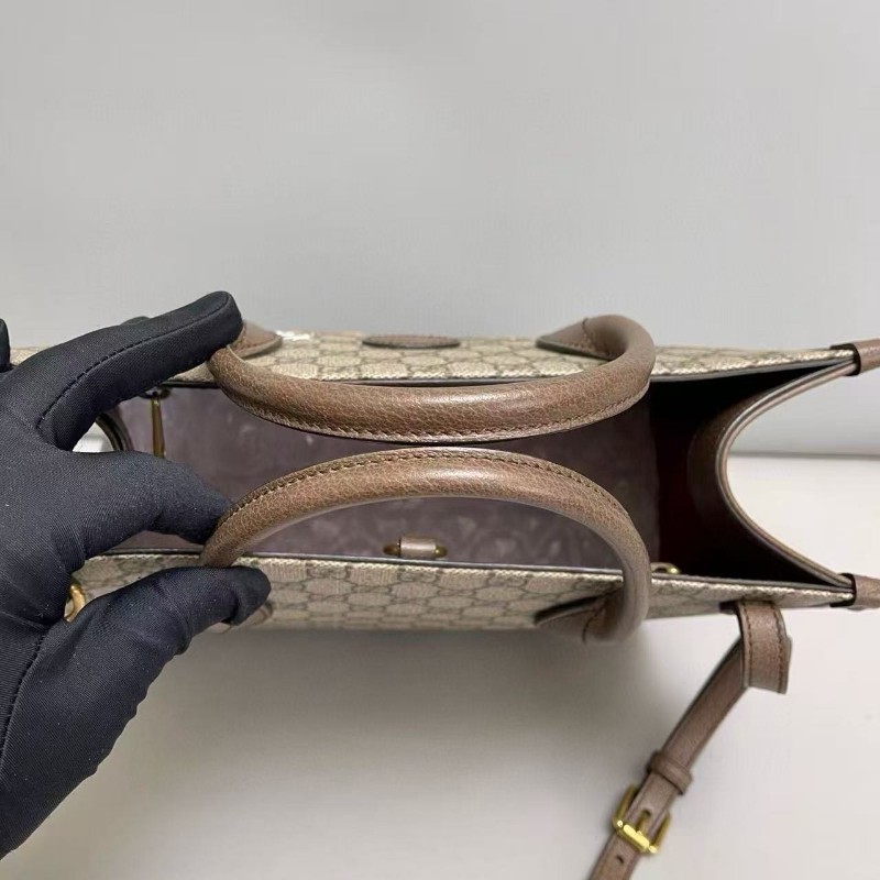 Gucci古馳Disney唐老鴨印花老花托特包肩背包-4