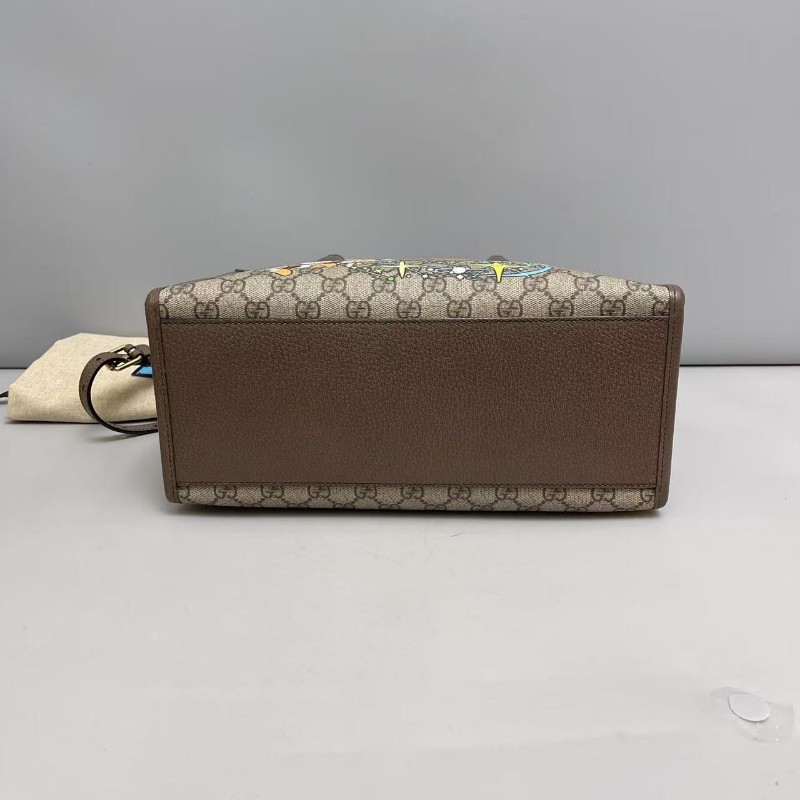 Gucci古馳Disney唐老鴨印花老花托特包肩背包-7