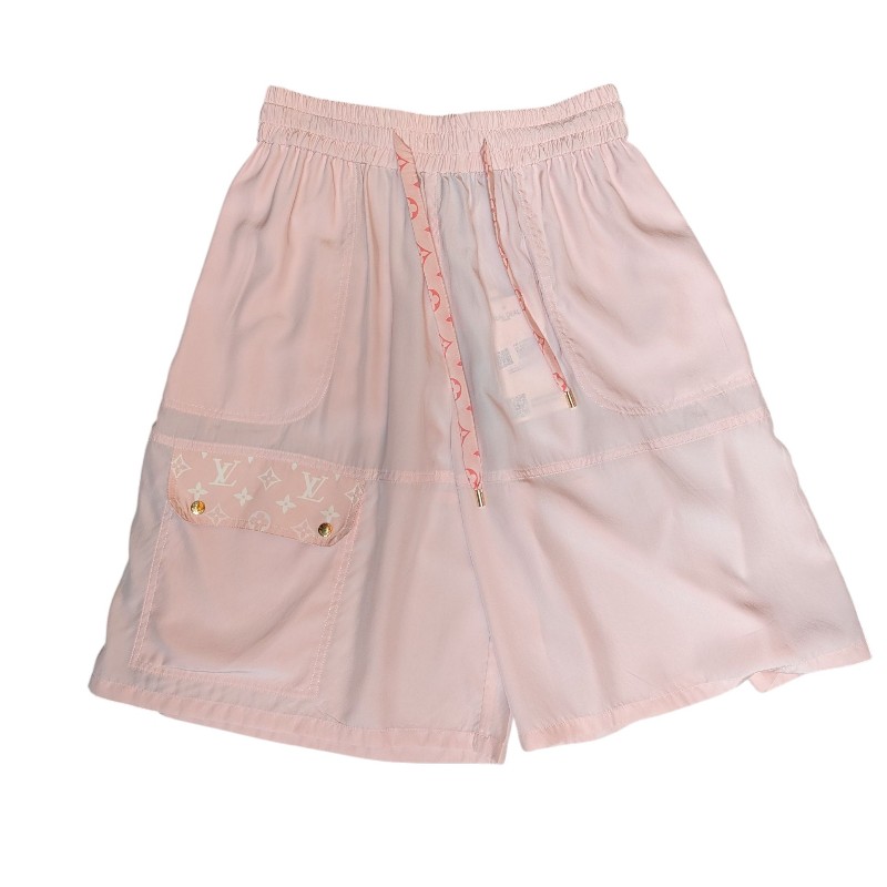 莉亞精品♡LV 嫩粉色蠶絲休閒短褲 尺碼36-2