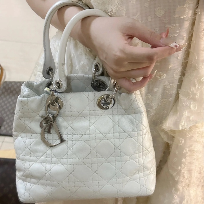 lady dior 迪奧 七格 奶茶色 戴妃包 戴菲包 手提包-3