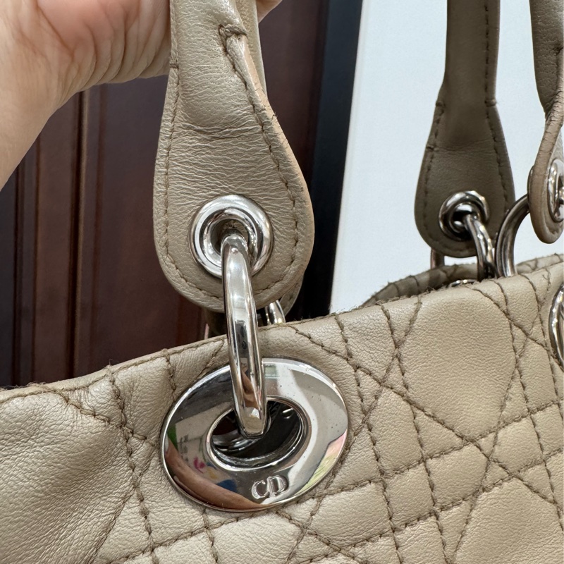 lady dior 迪奧 七格 奶茶色 戴妃包 戴菲包 手提包-9