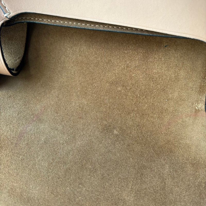 ::LOEWE:: GATE沙色拼接駝色天然小牛皮斜背包馬鞍側背包(小)-64