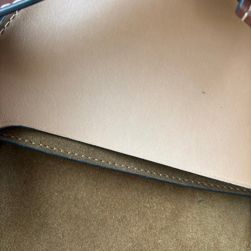 ::LOEWE:: GATE沙色拼接駝色天然小牛皮斜背包馬鞍側背包(小)-68
