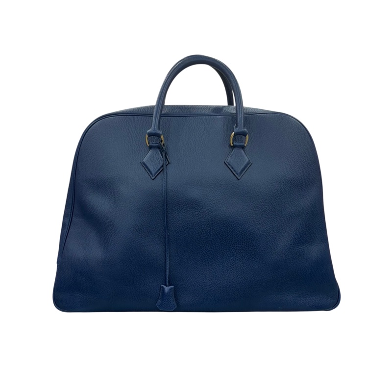 Hermes 深藍色金釦旅行袋-0