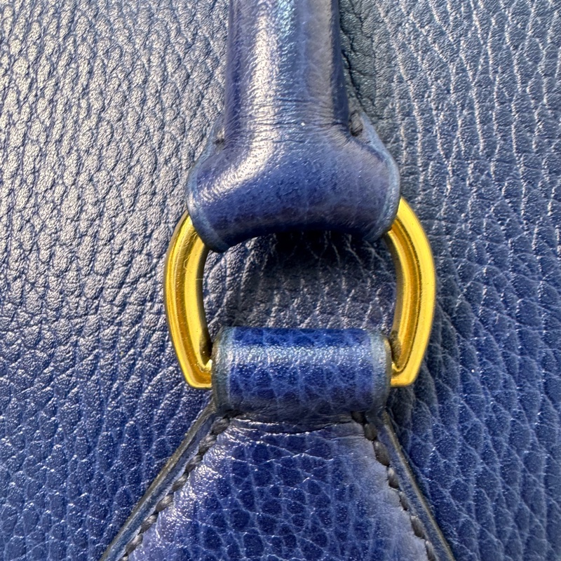 Hermes 深藍色金釦旅行袋-13