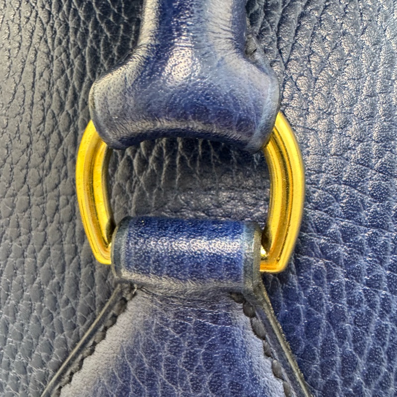 Hermes 深藍色金釦旅行袋-14