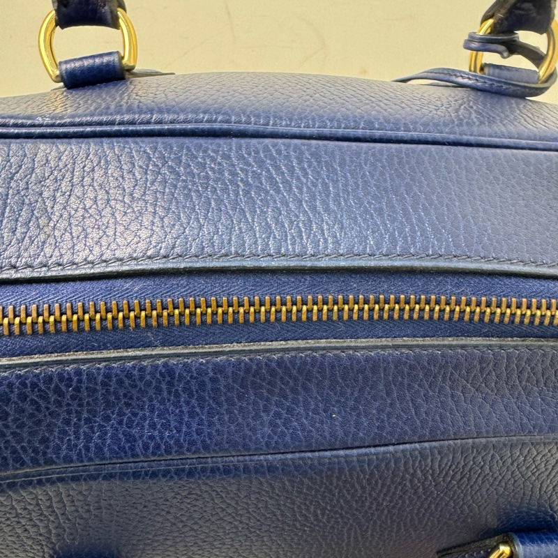 Hermes 深藍色金釦旅行袋-20
