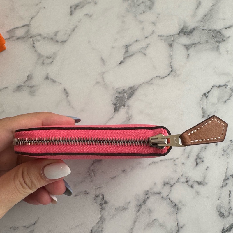 Hermes唇膏粉內愛馬仕橘絲巾ㄇ拉零錢包👛-5
