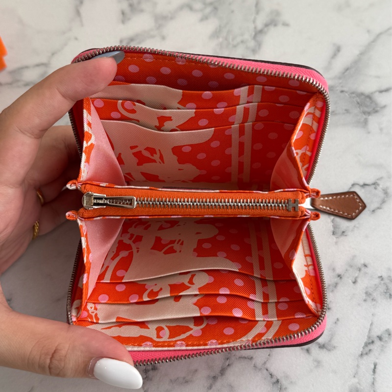 Hermes唇膏粉內愛馬仕橘絲巾ㄇ拉零錢包👛-10