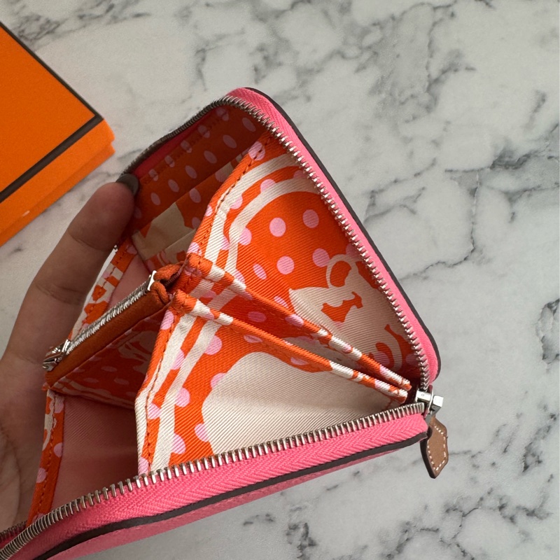 Hermes唇膏粉內愛馬仕橘絲巾ㄇ拉零錢包👛-11