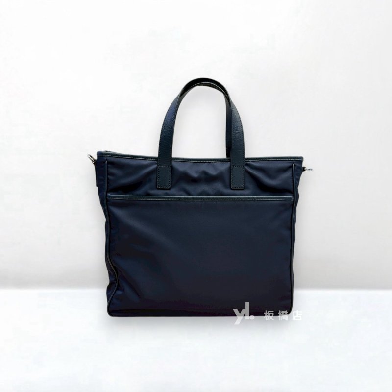 PRADA 深藍三角鐵牌尼龍手提肩背包-3
