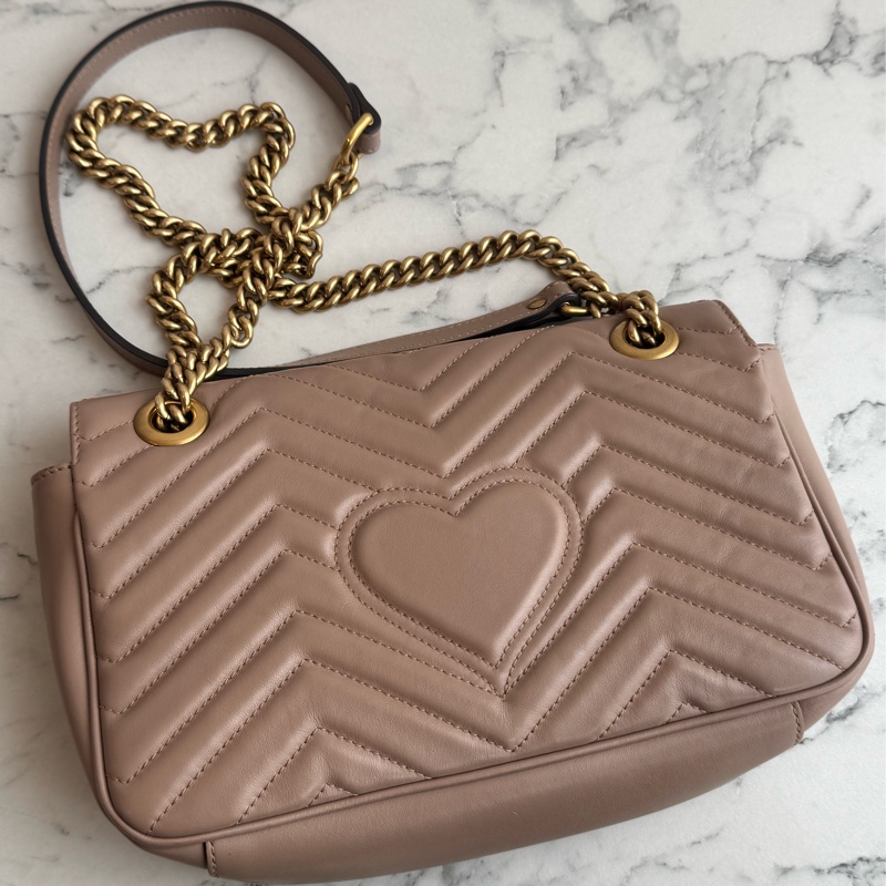 Gucci藕色金雙G marmont26-2