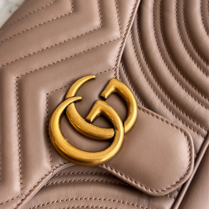 Gucci藕色金雙G marmont26-8