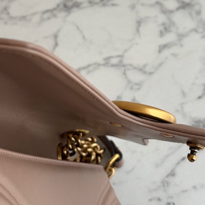 Gucci藕色金雙G marmont26-9