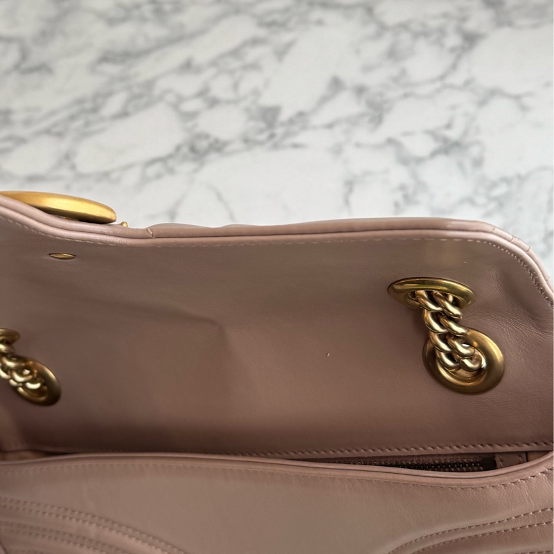 Gucci藕色金雙G marmont26-10