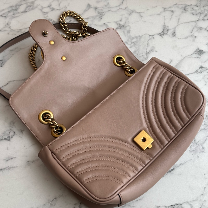 Gucci藕色金雙G marmont26-12