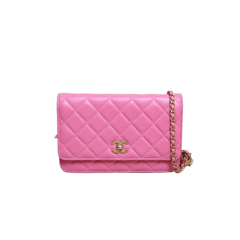 CHANEL(香奈兒) CF WOC 19cm 粉色 29開 金扣 金球調節扣肩帶-0